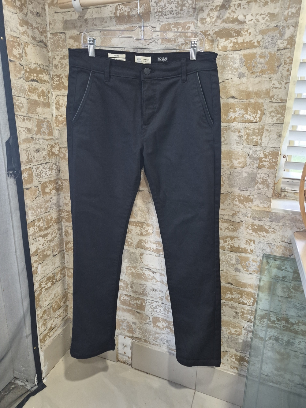 Scott James Slim Fit Chino Pants Black Size 34x32